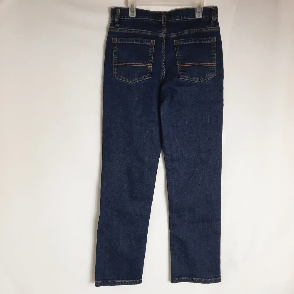 Arizona Jean Co Boys Patchy Jeans Size 16 Regular Straight Flex Denim Dark Wash